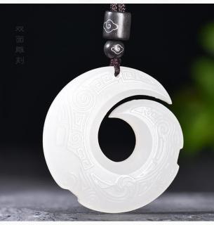 昆玉谣和田玉羊脂玉白玉时来运转平安扣吊坠男女款玉石项链玉佩玉坠