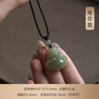 520情人节礼物和田玉弥勒佛吊坠自然和田青玉女玉坠项链小佛公玉 迷你